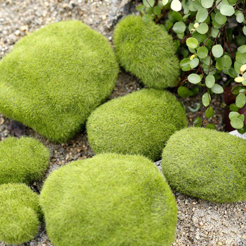 Artificial Moss Stones Grass Fake Rock Green Plant Landscape Garden Decor