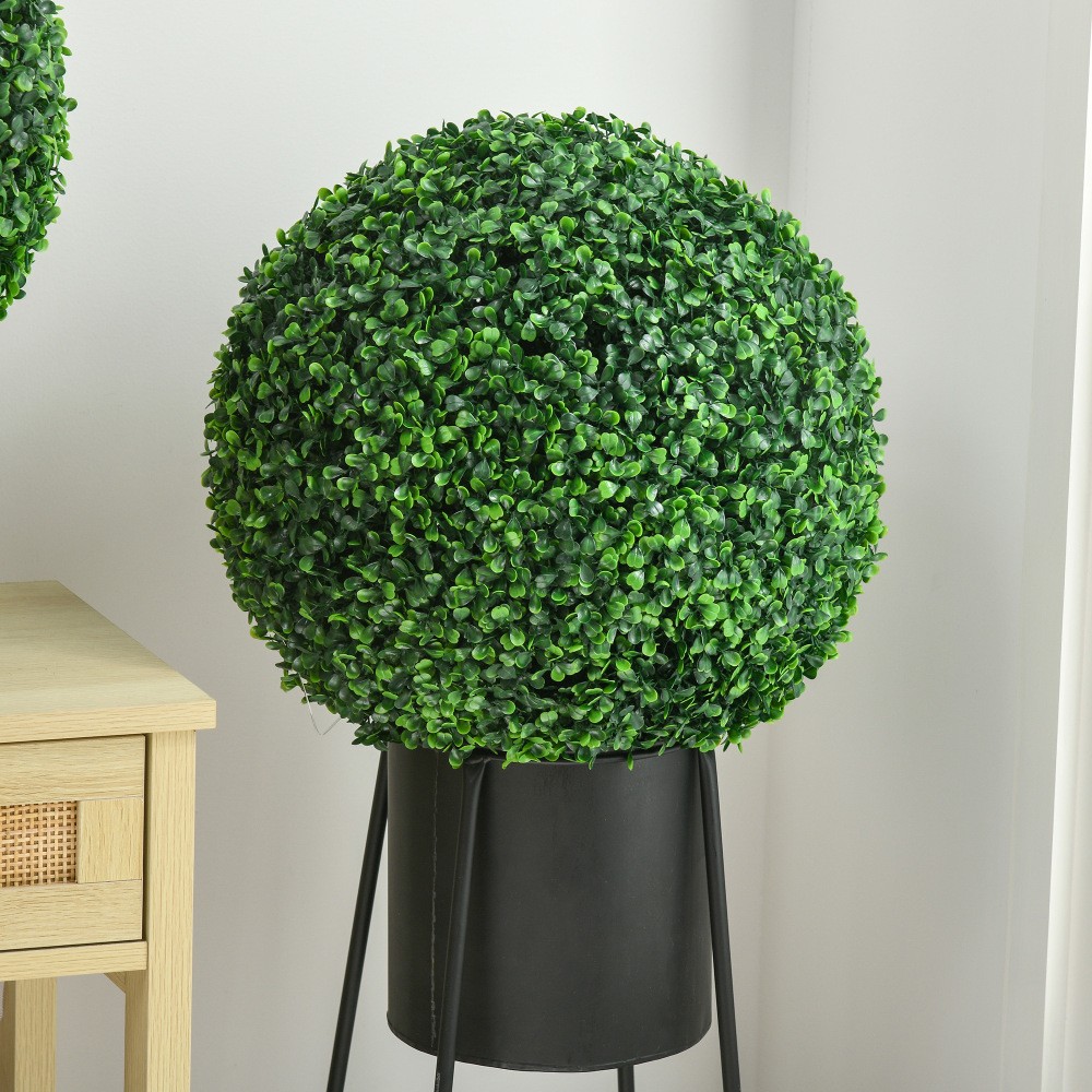 2Pcs 15.75″ Faux Boxwood Ball Trees Indoor Outdoor Living Room Office Decor