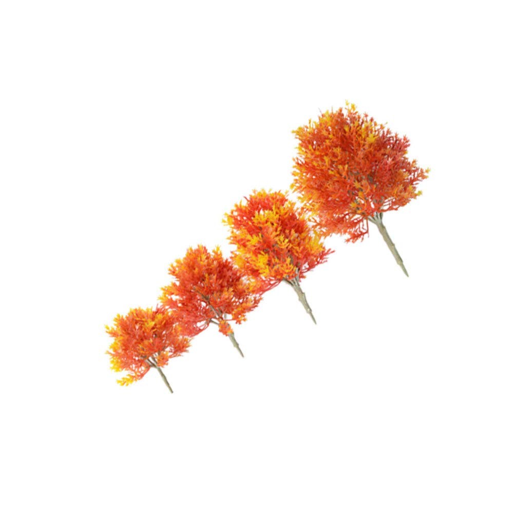 4 PCS Mini Maple Tree Plant Artificial Plastic Model Miniature Figurine Decor