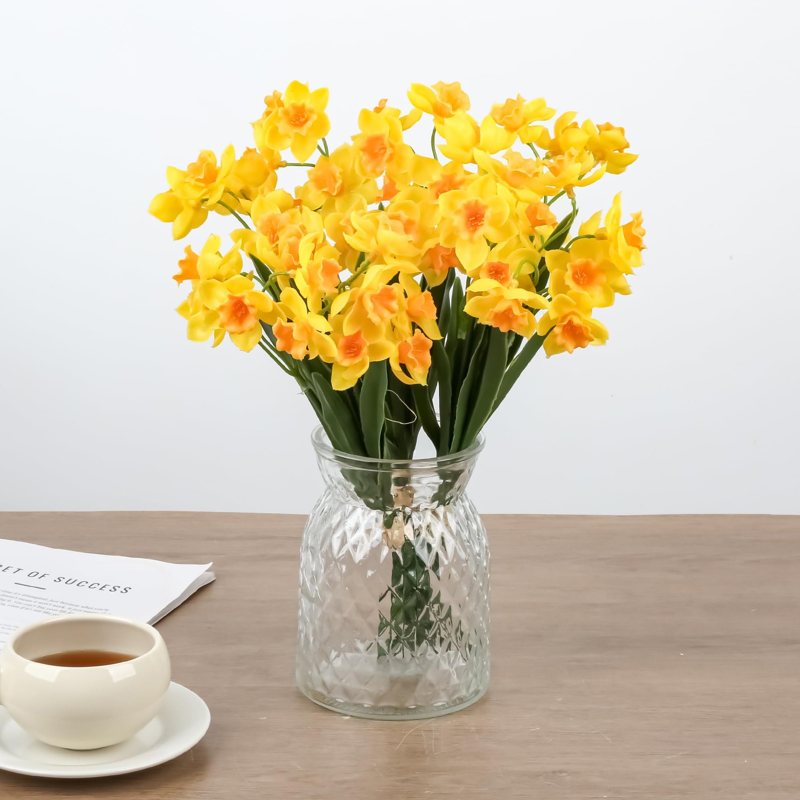 3 Bundles Daffodil Artificial Flowers 14.5In Real Touch Yellow Faux Daffodils…