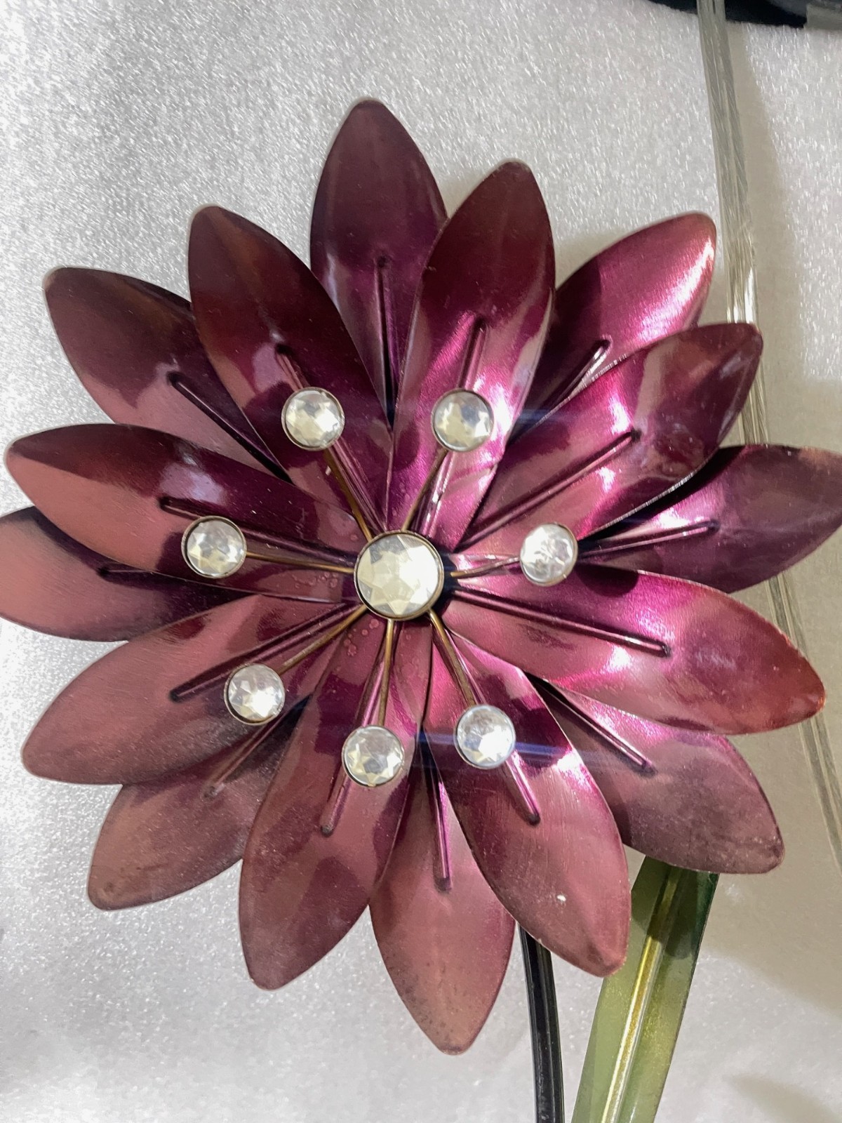 Indoor Outdoor Flower Stem with Clear stones 23″L x 8″W (S)