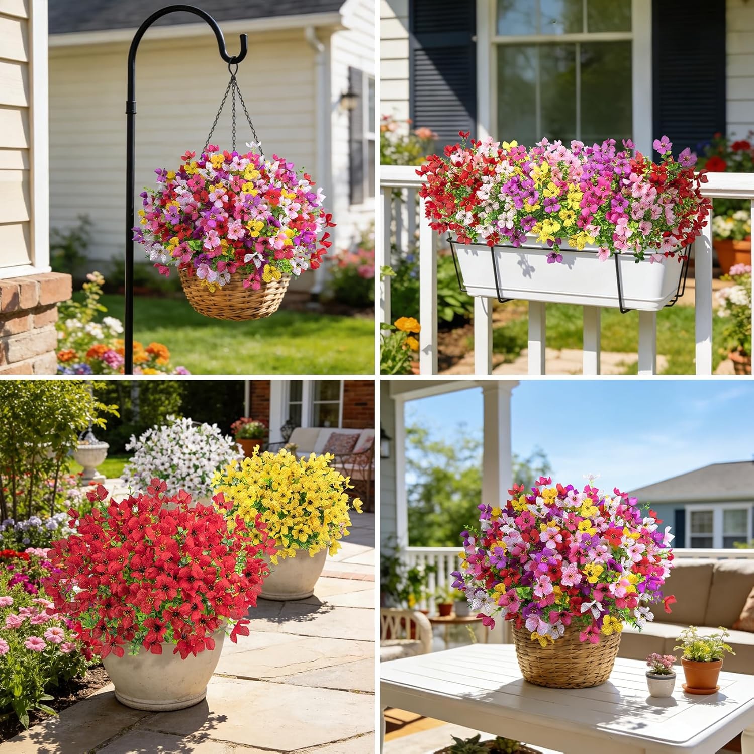 16 Pcs Artificial Flowers for Outdoors Decorations Realistic Fake Silk Flowers