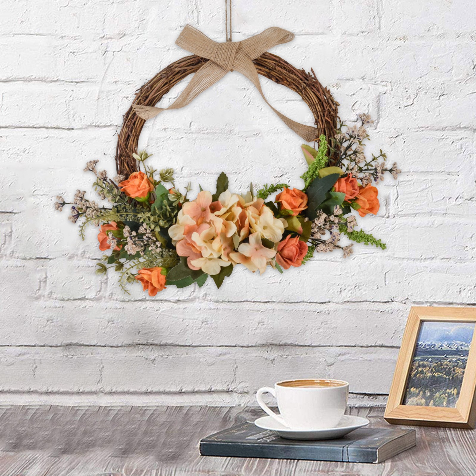 Front Door Garland Rattan Wreath Ornament Decoration Home Hanging Flower Craft