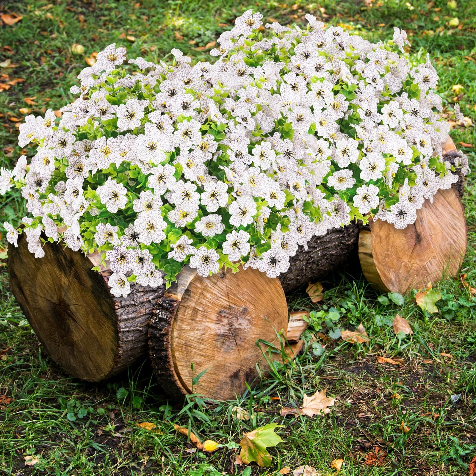 24 Bundles Artificial Flowers for Outdoor, Fake Plastic Plants for Spring Sum…