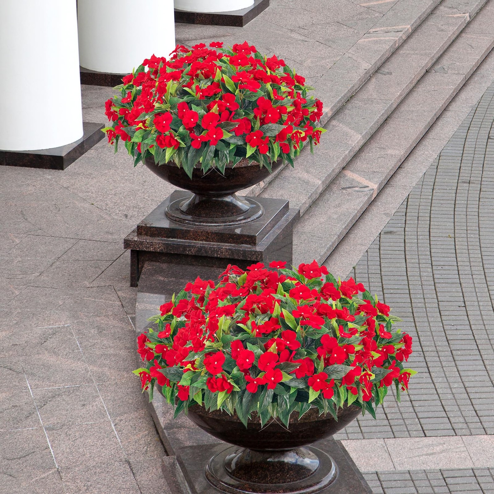 Uqueeten15.7 Fake Flowers Artificial Flowers Outdoor,Silk Artificial Impatiens