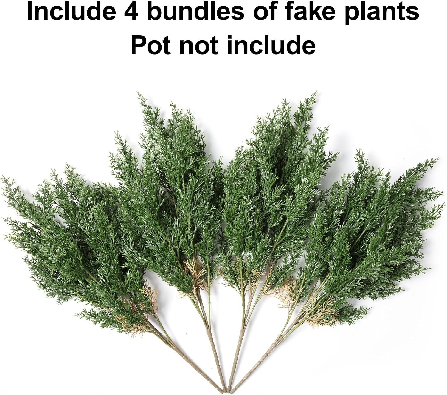 4 Bundles of UV Resistant Cedar Stems – Realistic Faux Plants for Indoor & Ou…