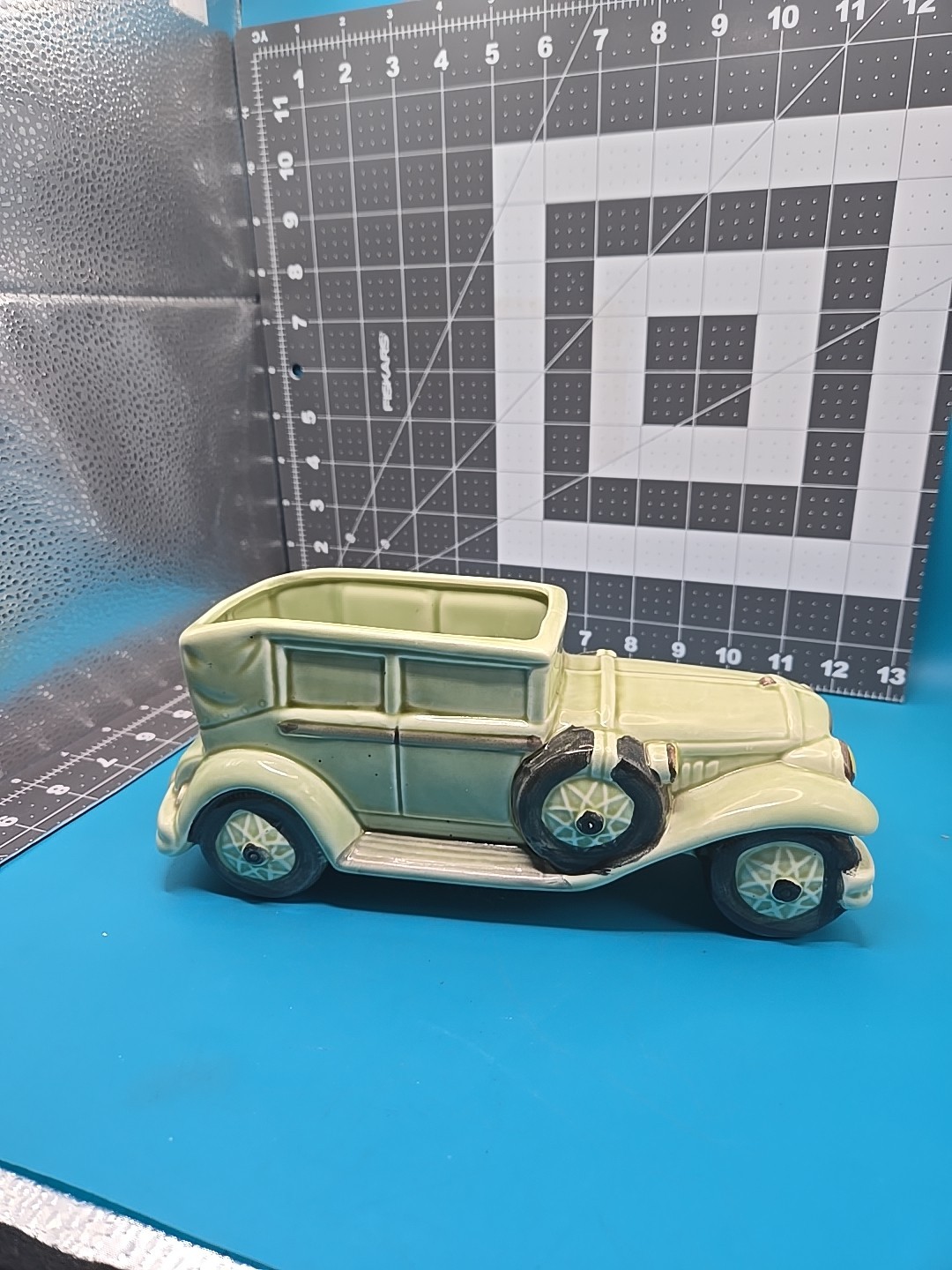 New Old Stock Vintage 1985 Inarco Japan Ceramic Classic Green 1930 Car Planter