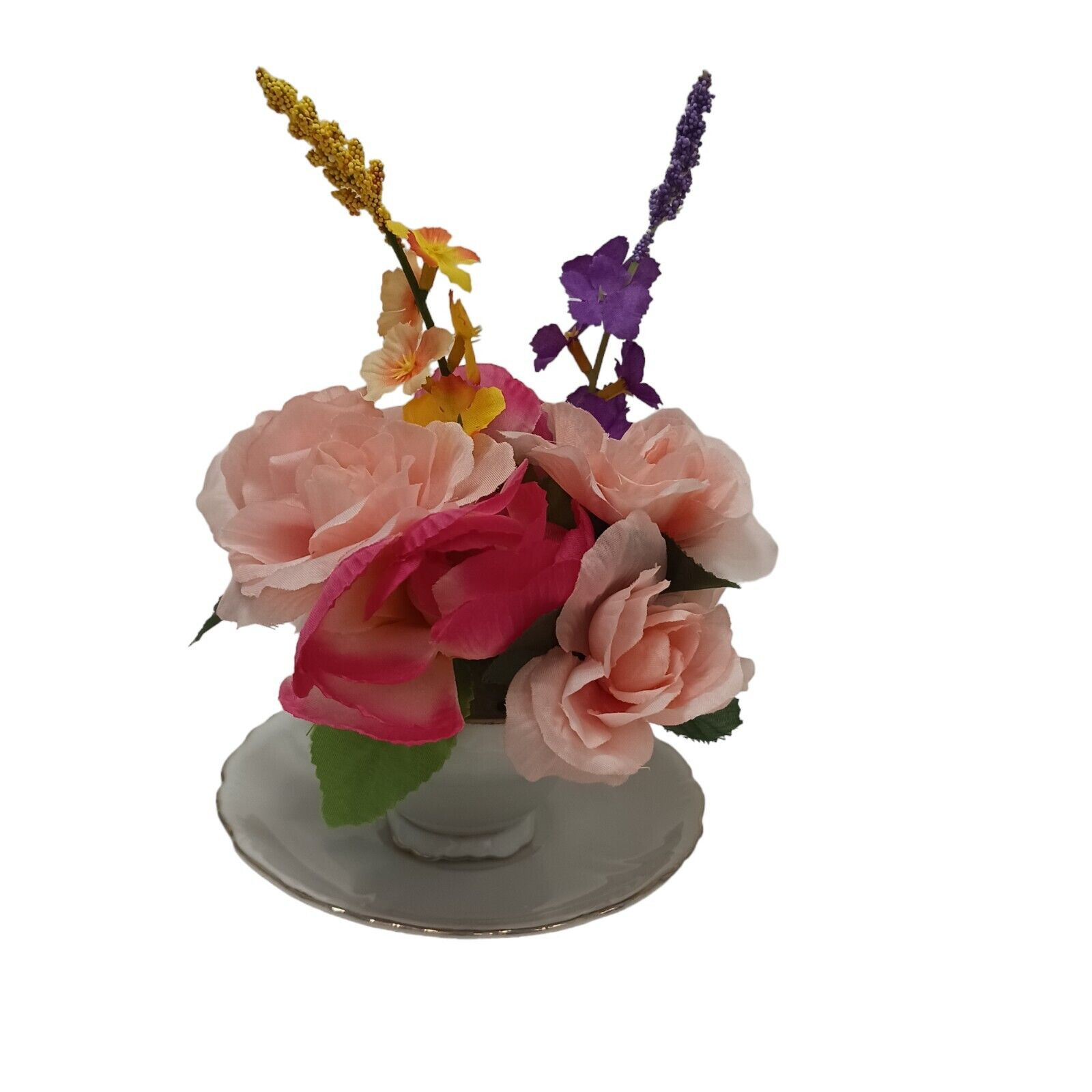 Silk Floral Arrangement POP-IN for your Tea Cup Party Birthday Bridal Home Decor