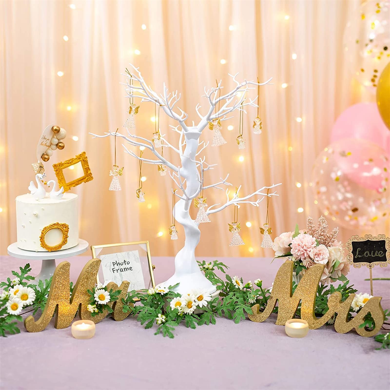Small Artificial Tree for Table Centerpiece White Fake Trees 1.9FT Faux Tree …