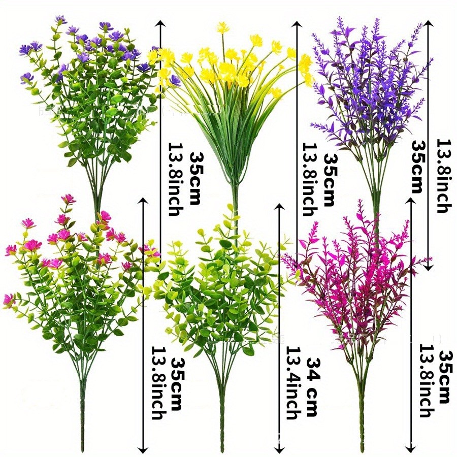 6 Bundles Artificial Outdoor Flowers Lifelike UV Resistant Fake Hanging Plants