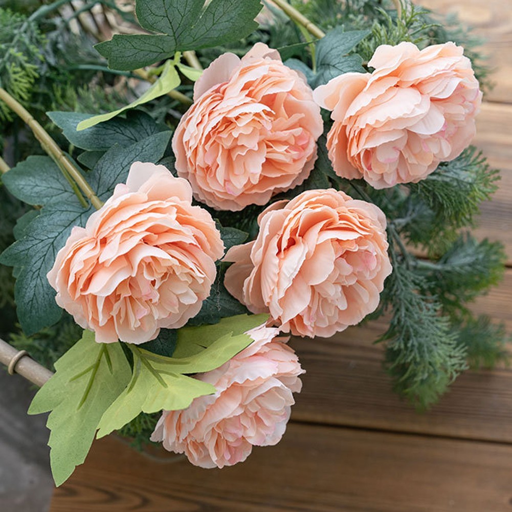 5 Pcs Lifelike Artificial Peonies for Home and Office Floral Arrangements