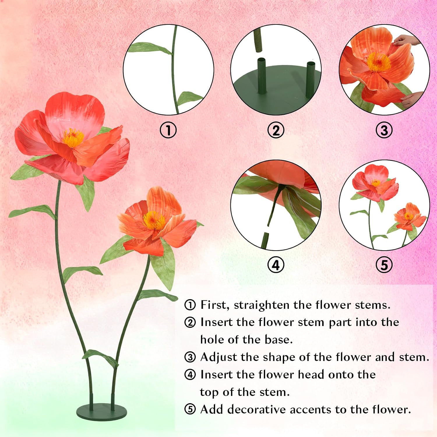 Giant Paper Flowers for Wall Decor – 69 Inch Large Crepe Paper Artificial Flower
