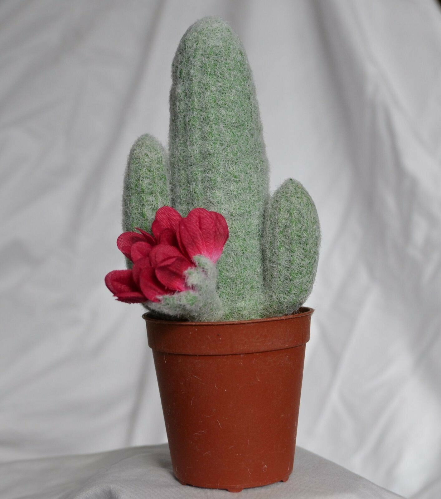 6pc Mini Faux Saguaro Cactus Picks w/ Pink Flowers 5” Southwestern Decor