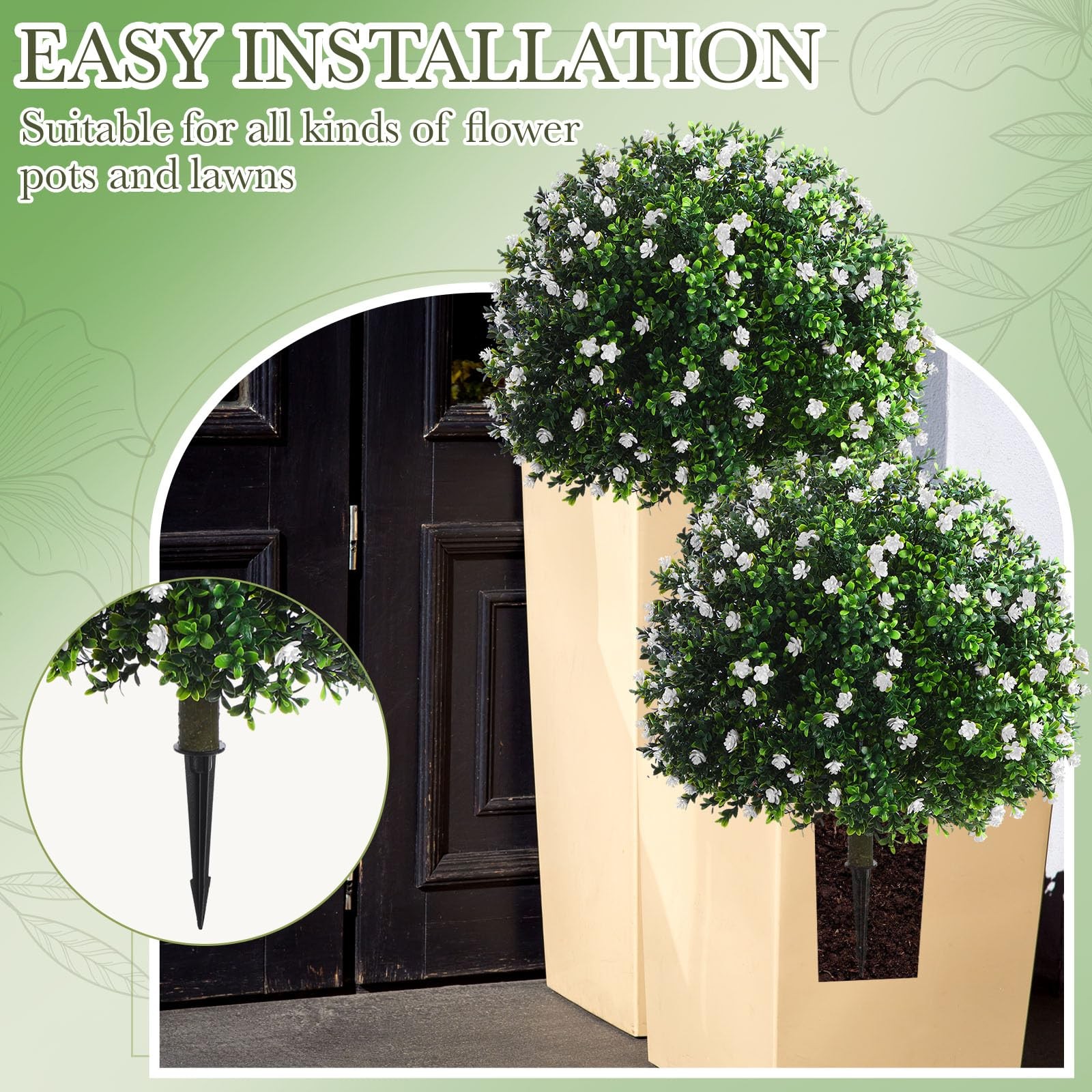Set of 2 Artificial Boxwood Topiary Tree Fake Bushes Shrubs Outdoor Faux Plan…