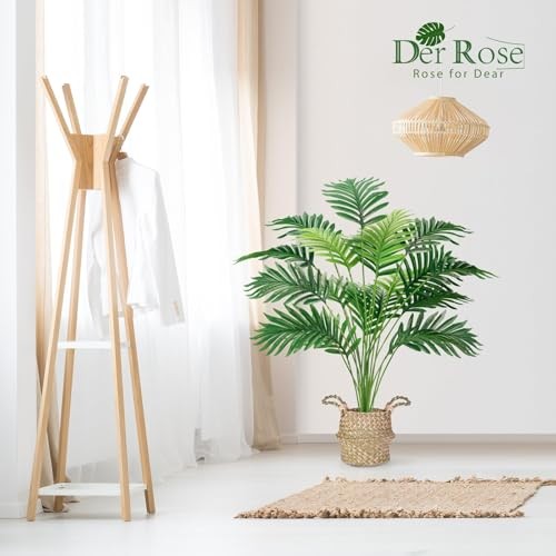 Fake Palm Tree 28Inch Faux Plant Potted Tall Fake Plant with Hand-Woven 28” 1