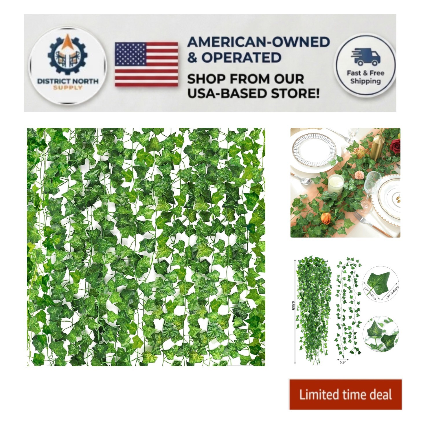 158 Feet of Artificial Ivy Vines – Perfect for Weddings & Home Decor
