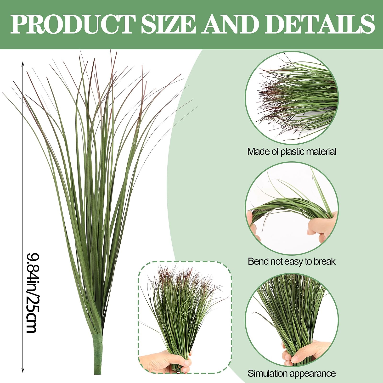 24pcs Artificial Grass Plants,9.84″ Faux Shrubs Wheat Grass Greenery Stems Fa…