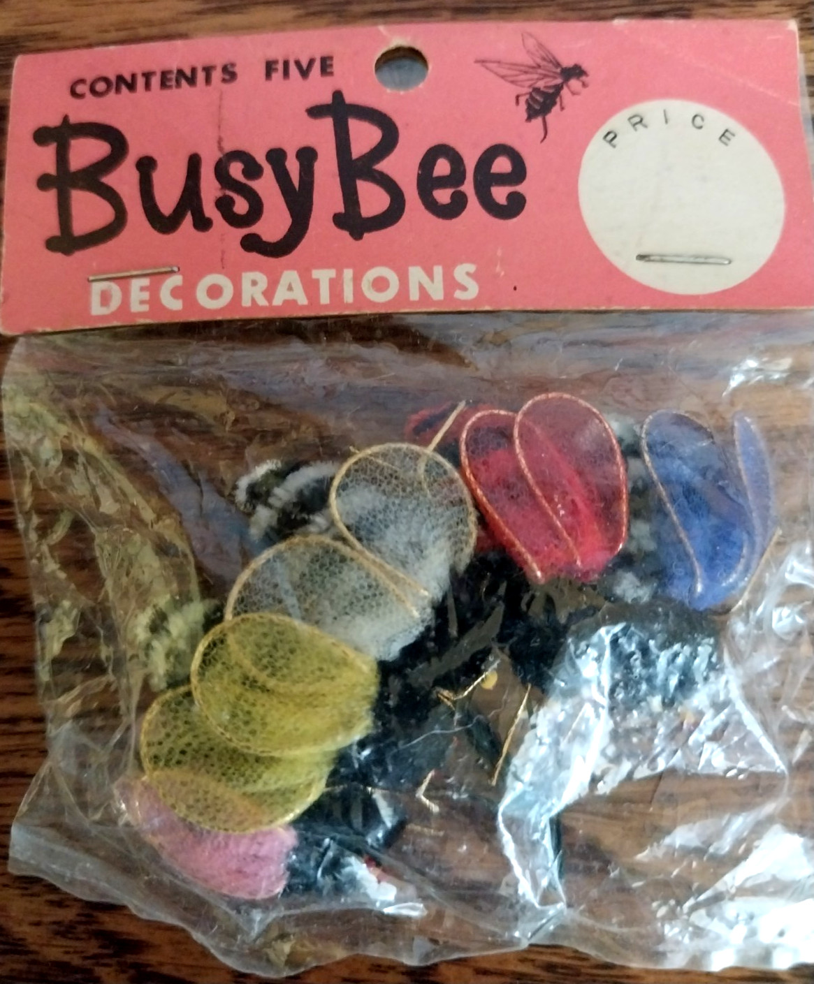 Vintage Busy Bee Japan Chenille Wire Decorations Floral Arrangement NOS 2 Packs
