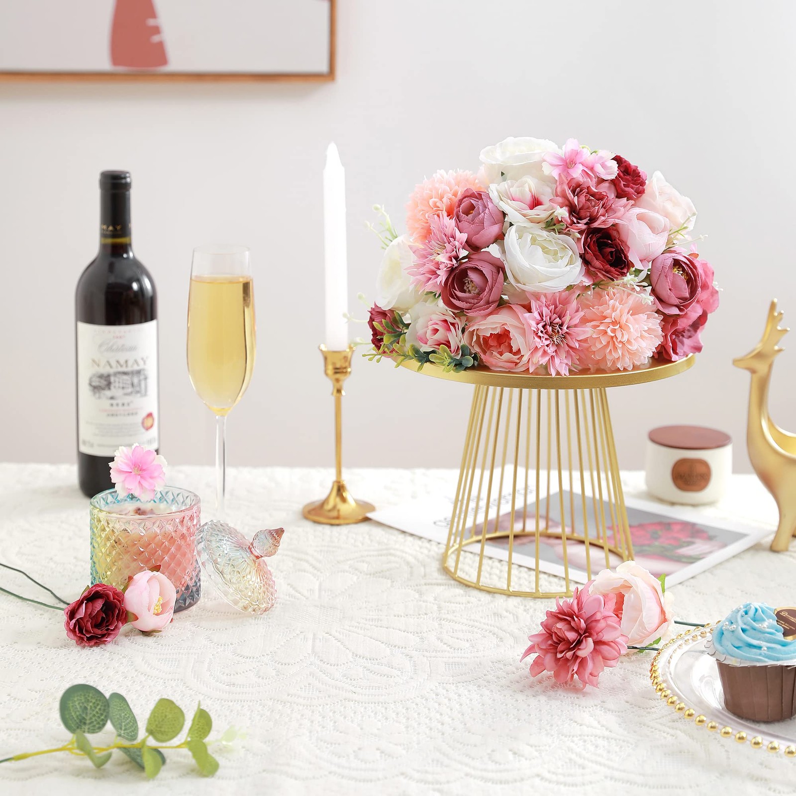 Artificial Flowers Combo, Fake Flowers for DIY Tables Centerpieces Baby Showe…