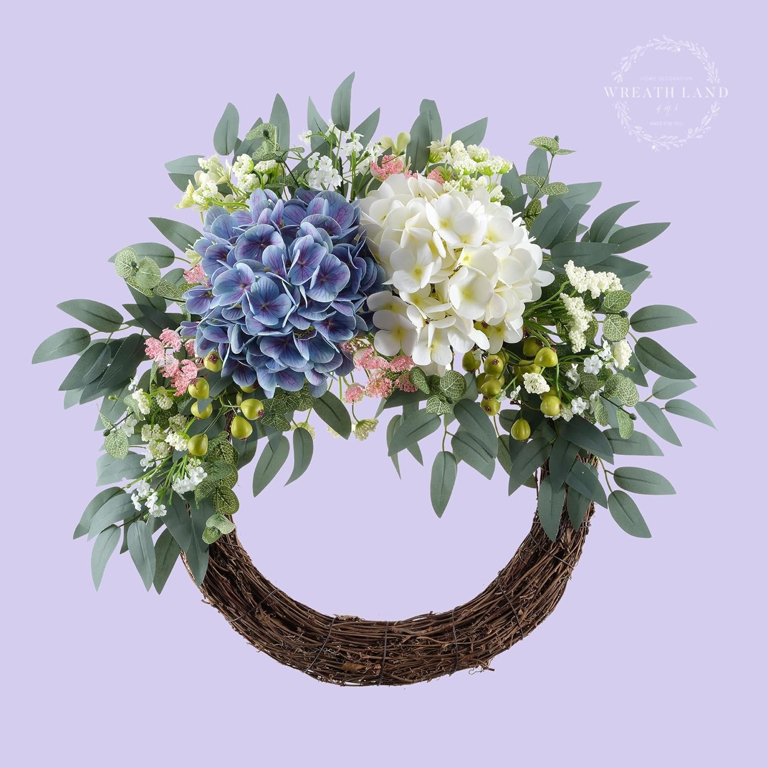 All-Season Interchangeable Grapevine Wreath – DIY Kit with Faux Silk Flowers,…