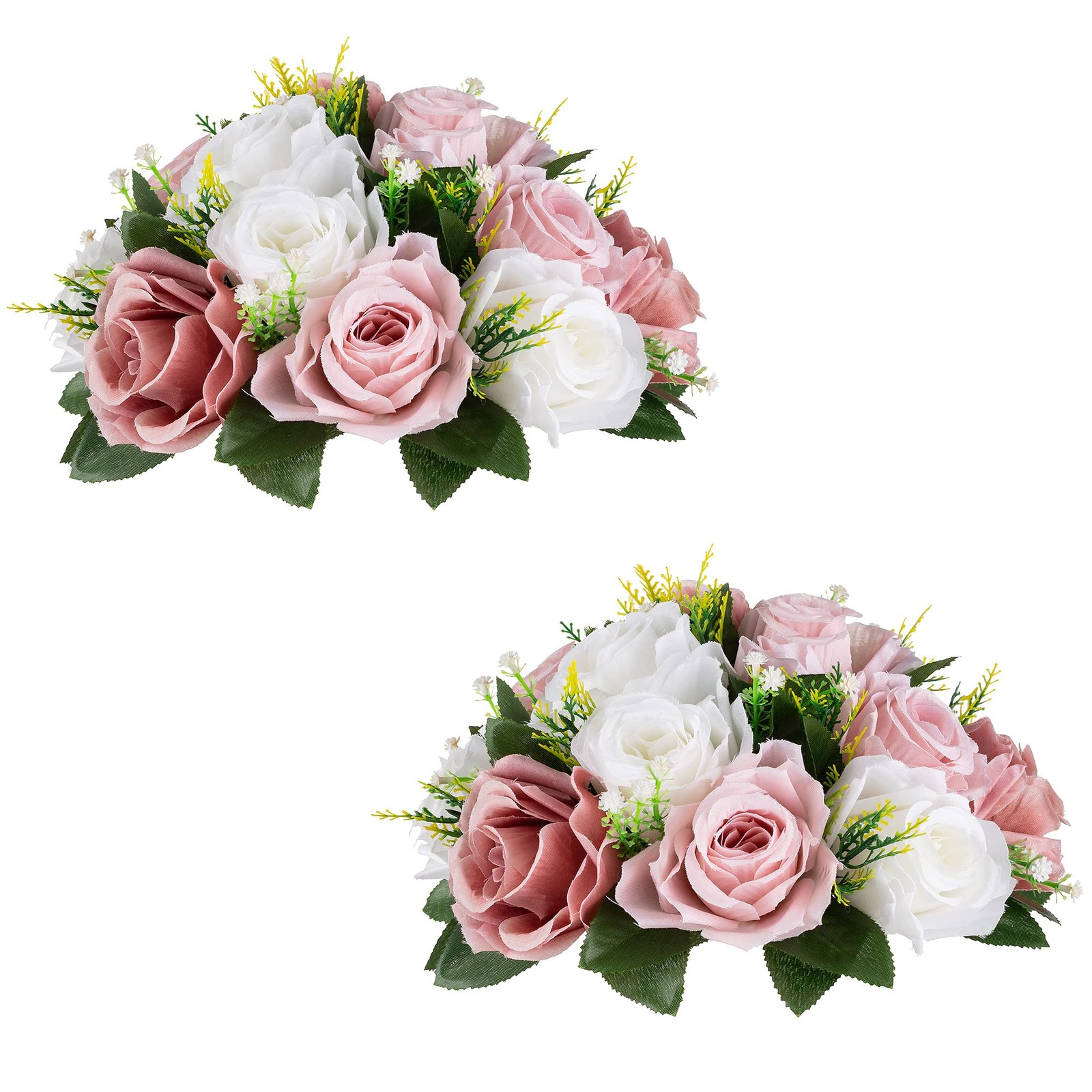 2 PCS Flower Centerpieces Wedding Table Decorations Dusty Rose White Balls