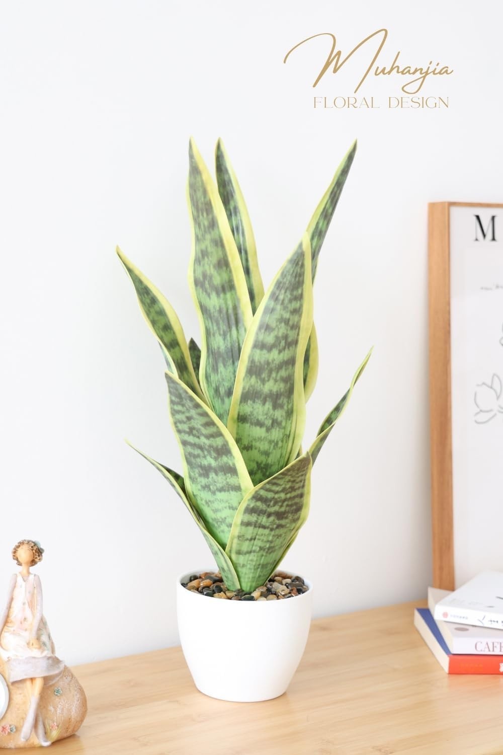 18.5″ Artificial Snake Plant Potted,Fake Sansevieria Floor Plant Real Looking…