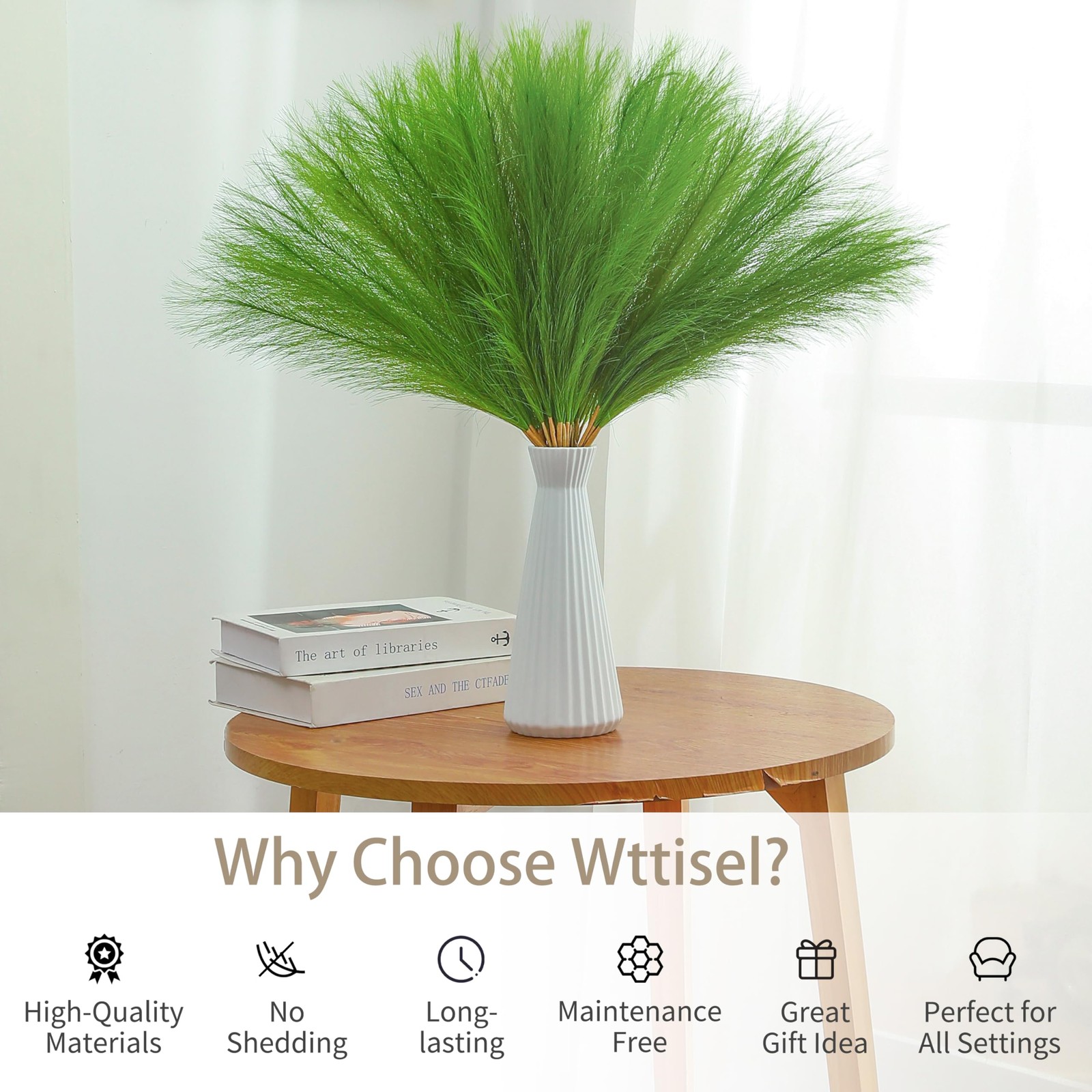 30pcs 22″ Green Pampas Grass – Faux Pampas Grass Decor Artificial Pampas Gras…