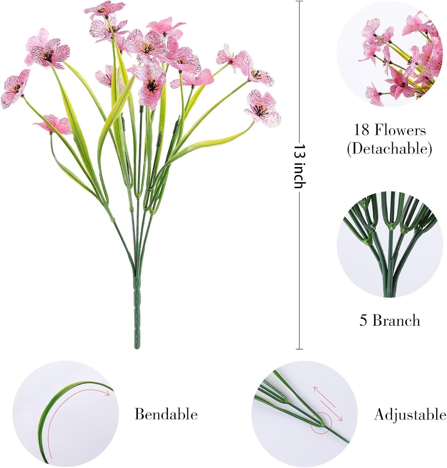 24 Bundles Artificial Flowers for Outdoors, UV Resistant Artificial Outdoor