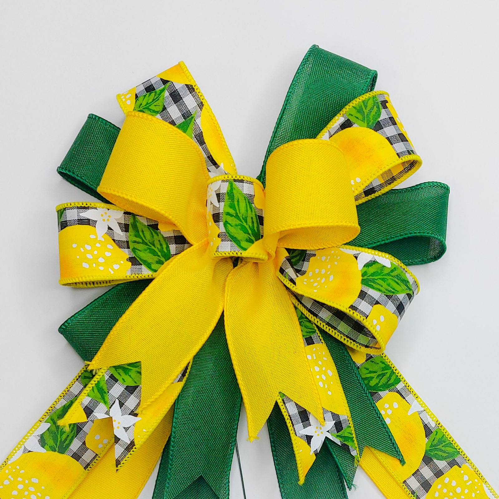 Lemons Check Bow, Yellow and Green Linen