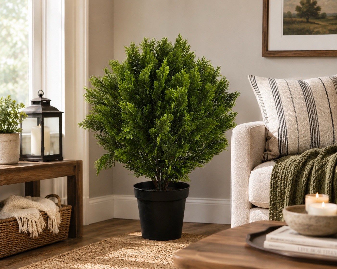 3’ UV Artificial Cedar Shroud Plant Indoor/Outdoor.