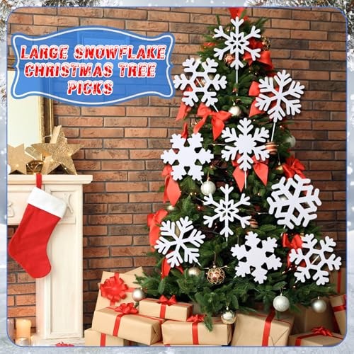 VioraWhite 18 Pcs Extra Large Pick 7.87 Inch White Decor Winter Snowflake
