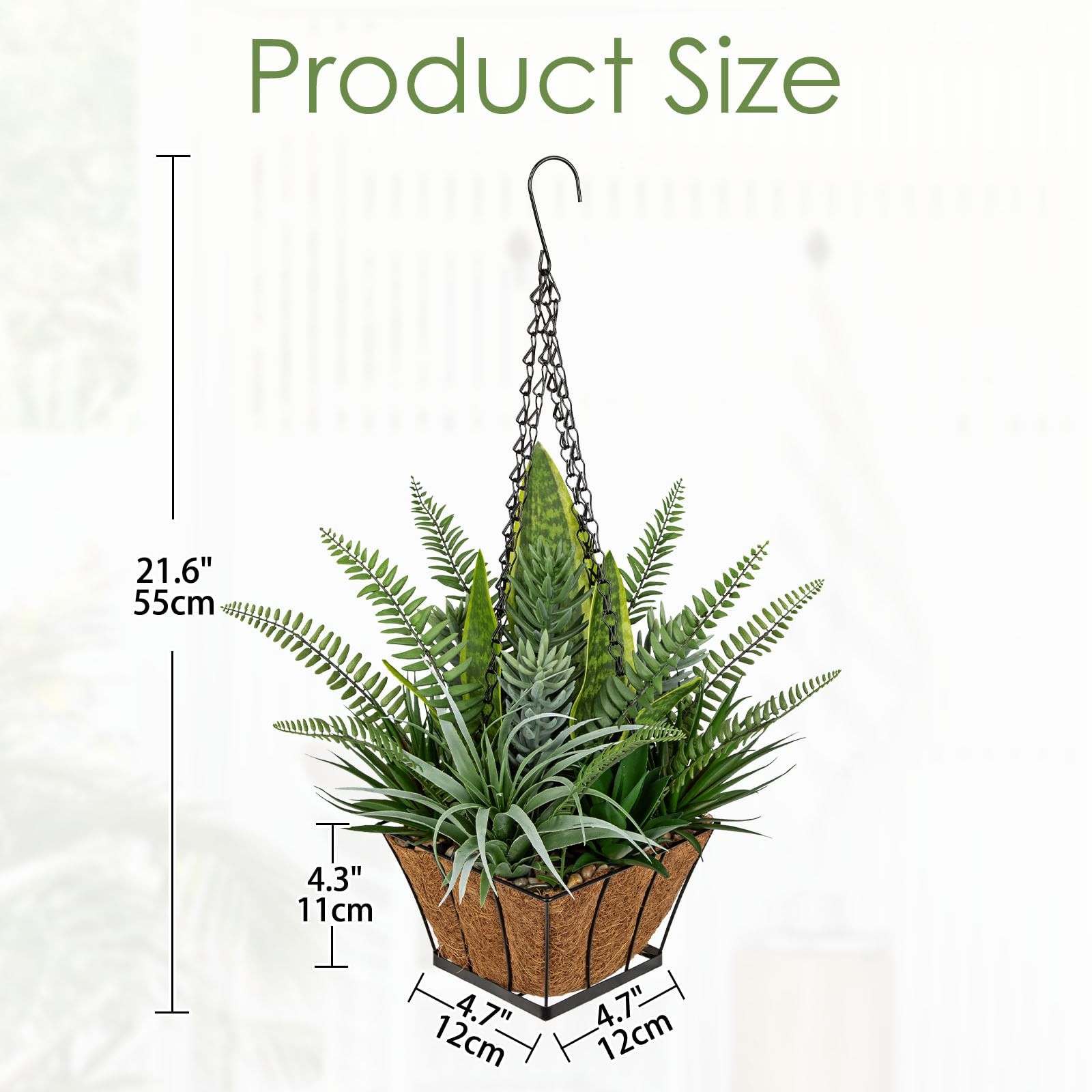 DILATATA Artificial Hanging Plants Basket, Faux Snake Plants Fern Succulent M…