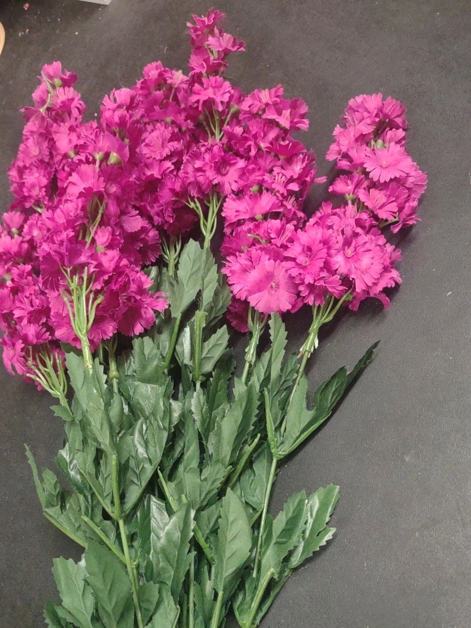 24″ Silk Stock Flower Bush, Fuchsia Hot Pink, 9 Stems Realistic Matthiola