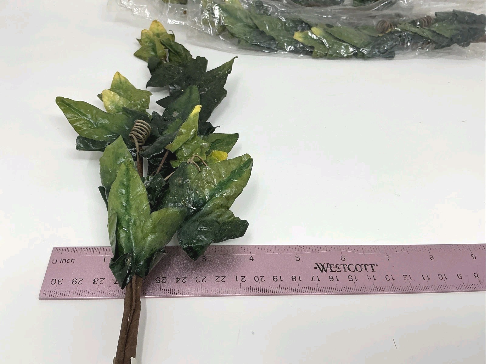 Green Leafy Branch Floral Pick 22” Long 3 Picks Basket Vase Filler NOS
