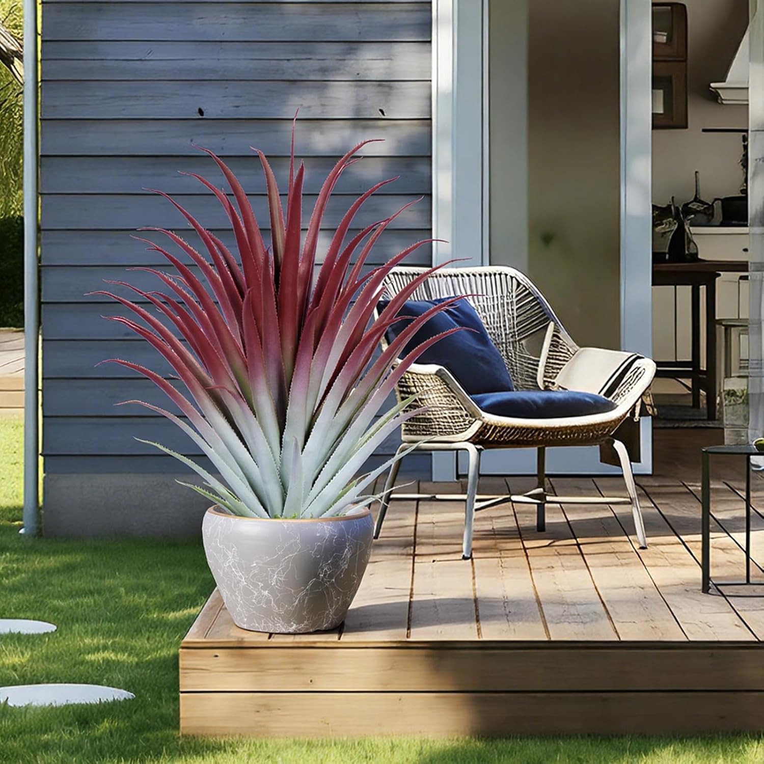 2ft Fake Spiked Agave Plant Red Artificial Aloe 26 Inch Tall