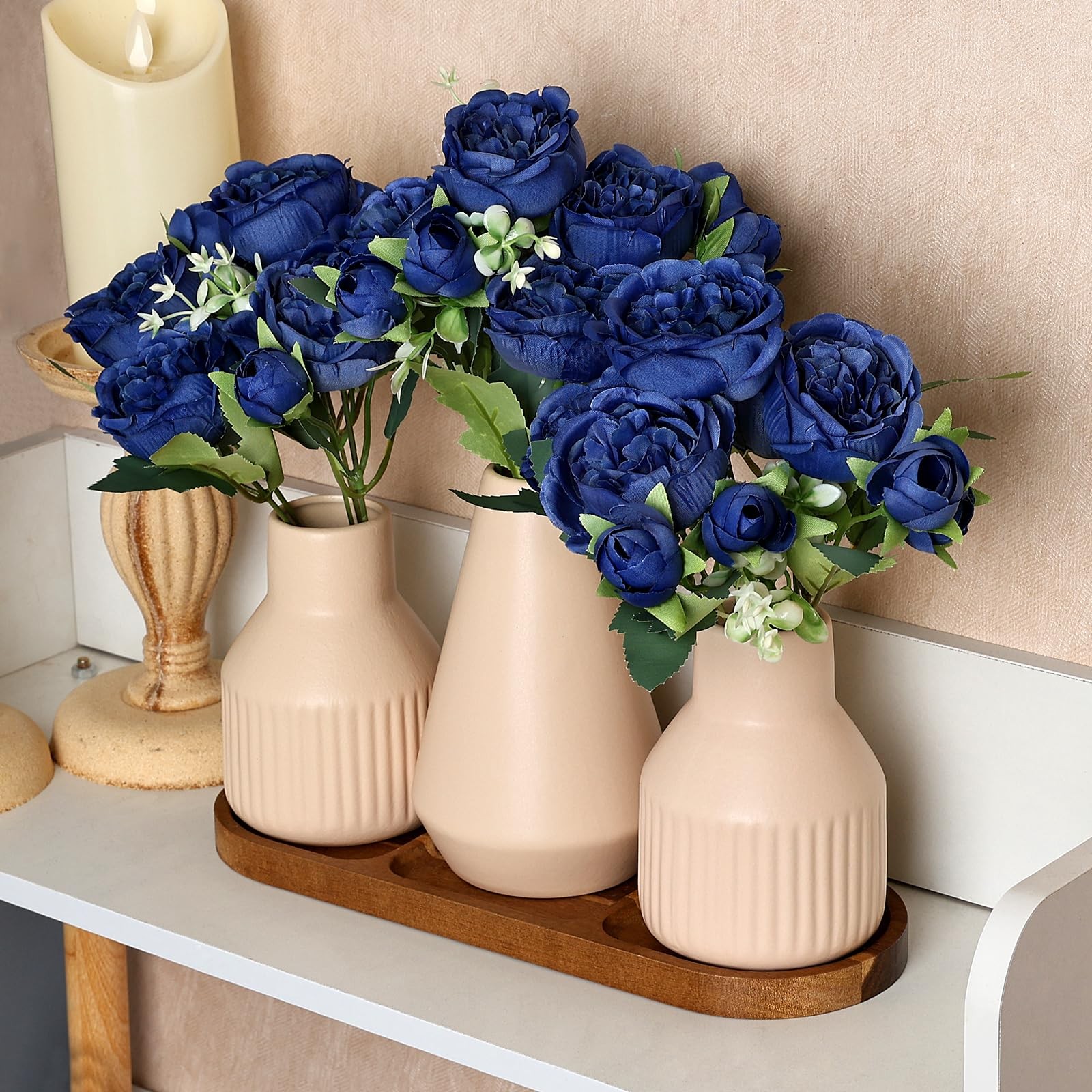 Flower Table Centerpiece – Dining Table Centerpiece Decor Set of 3 Fake Peoni…