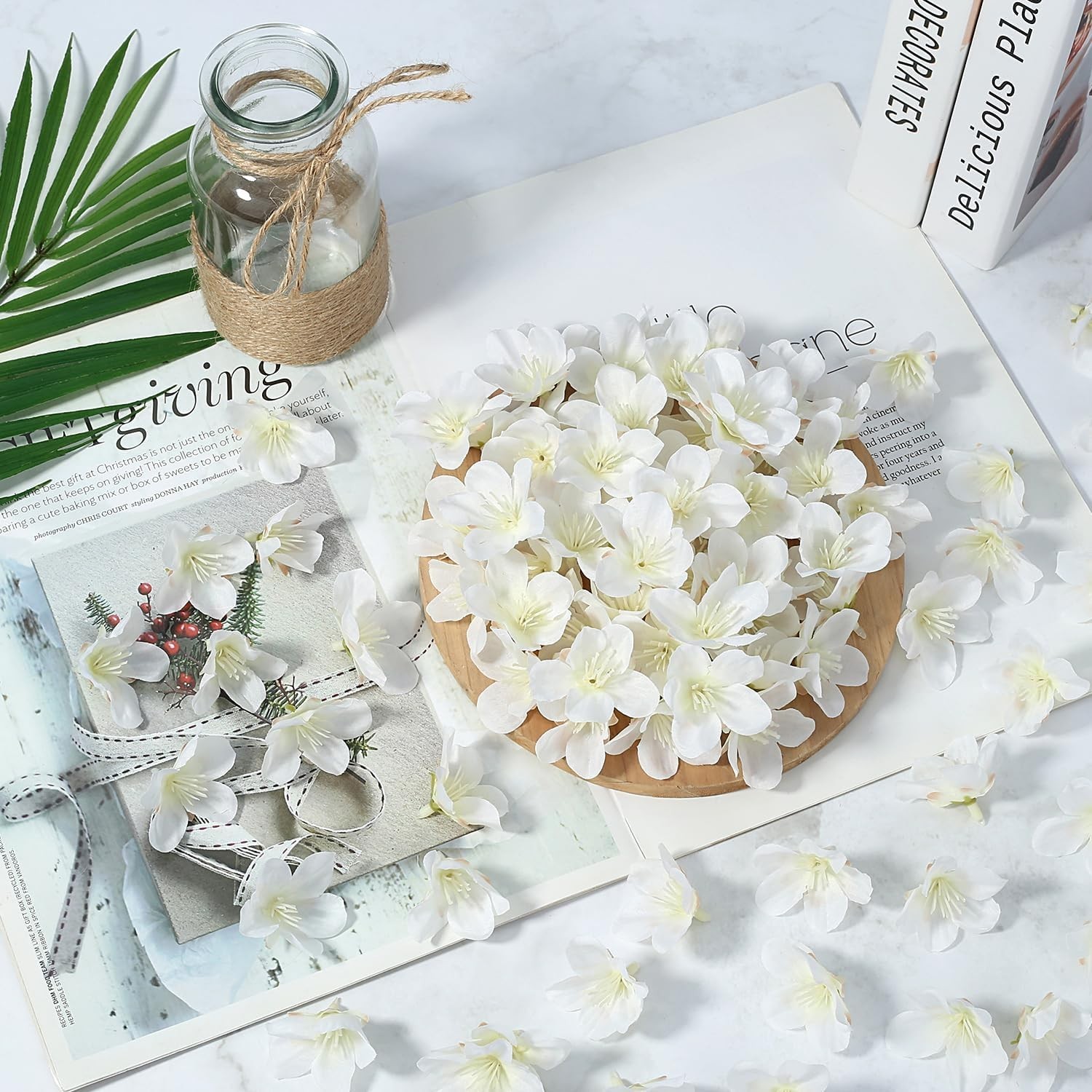 100 Pcs Mini White Cherry Blossom Head Artificial Small Cherry Blossom Head Fake