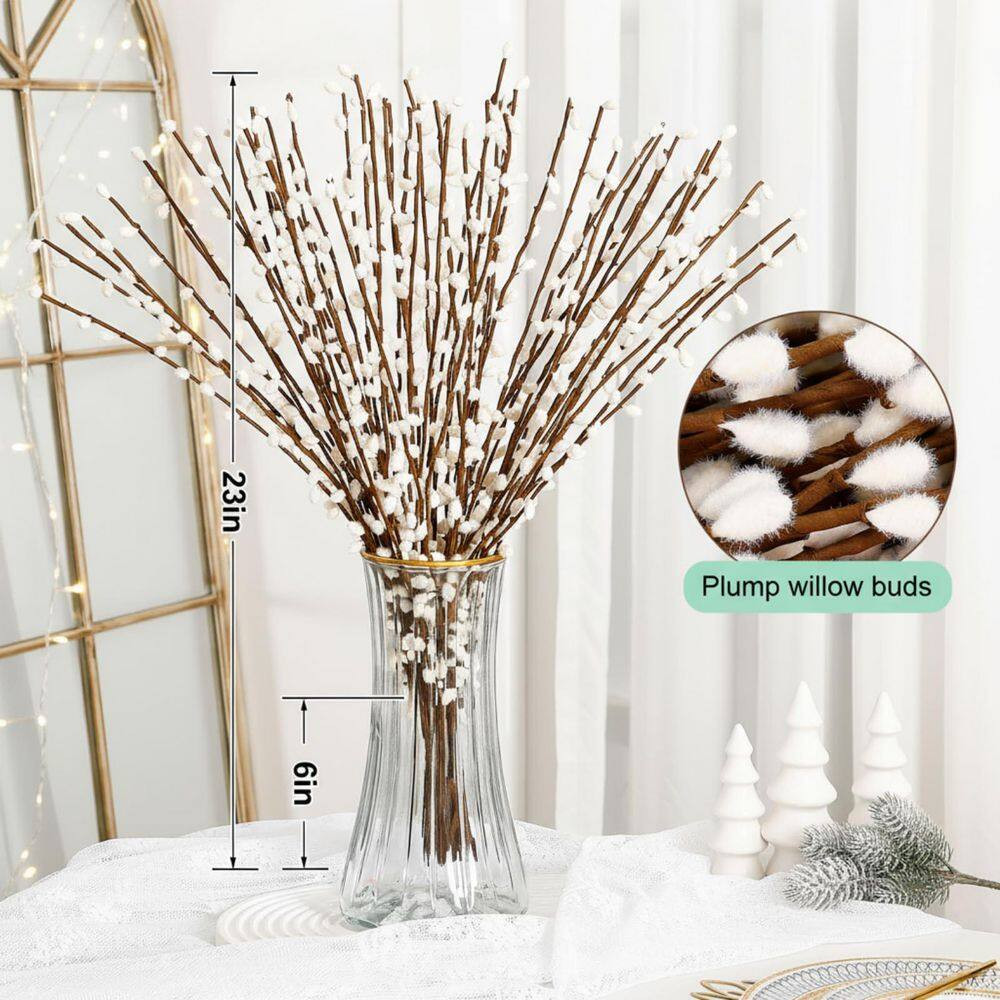 Willow Branhes 23 In. White Branches Artificial Foliage 80-Pack for Vase Wedding