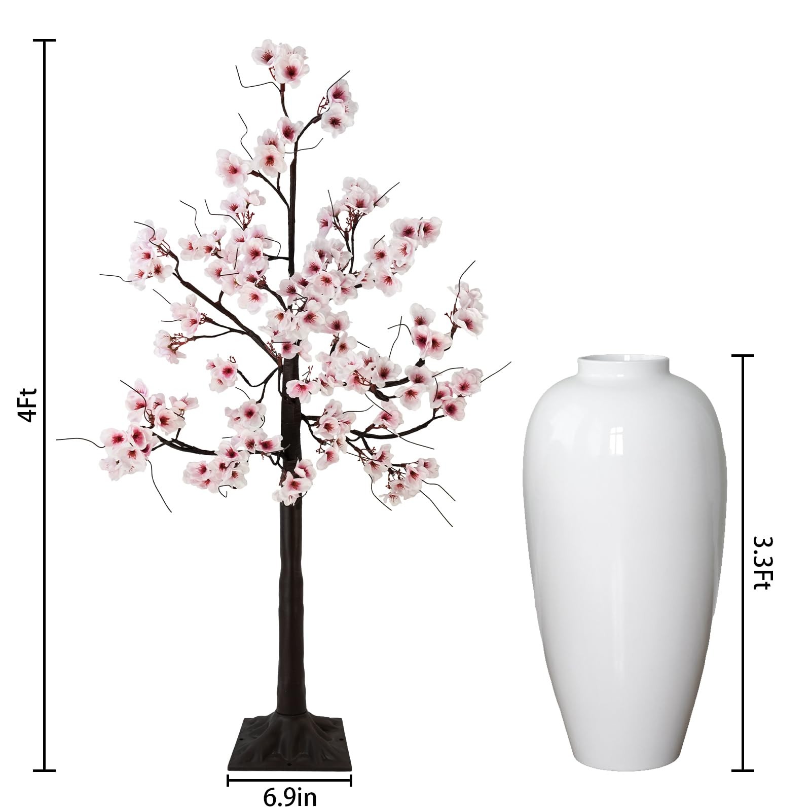 4FT Cherry Blossom Tree, 48 Fairy Lights Artificial Lighted Tree for Home Ins…