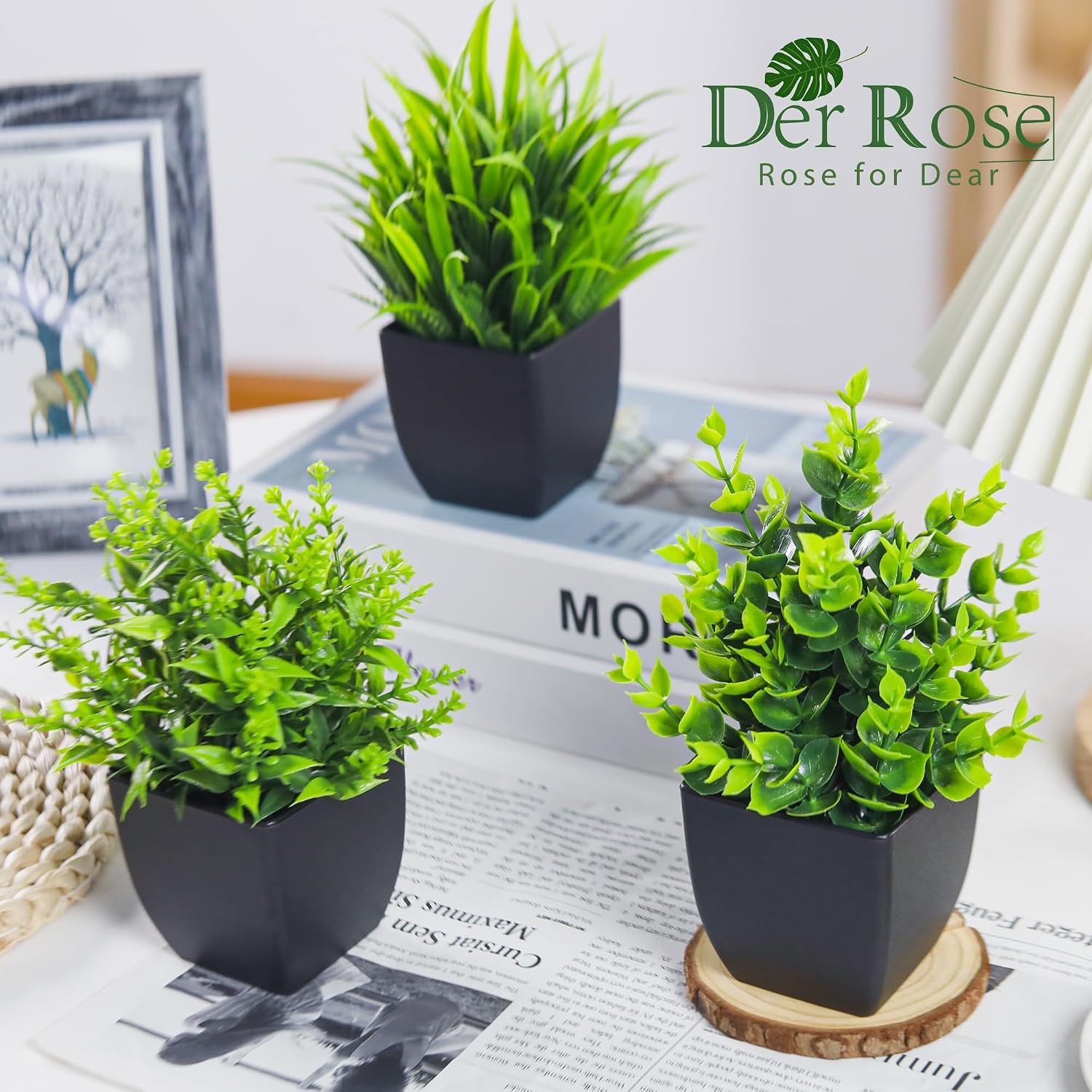 Artificial Potted Plants Faux Indoor Lifelike Decor For Bathroom Office Shelf
