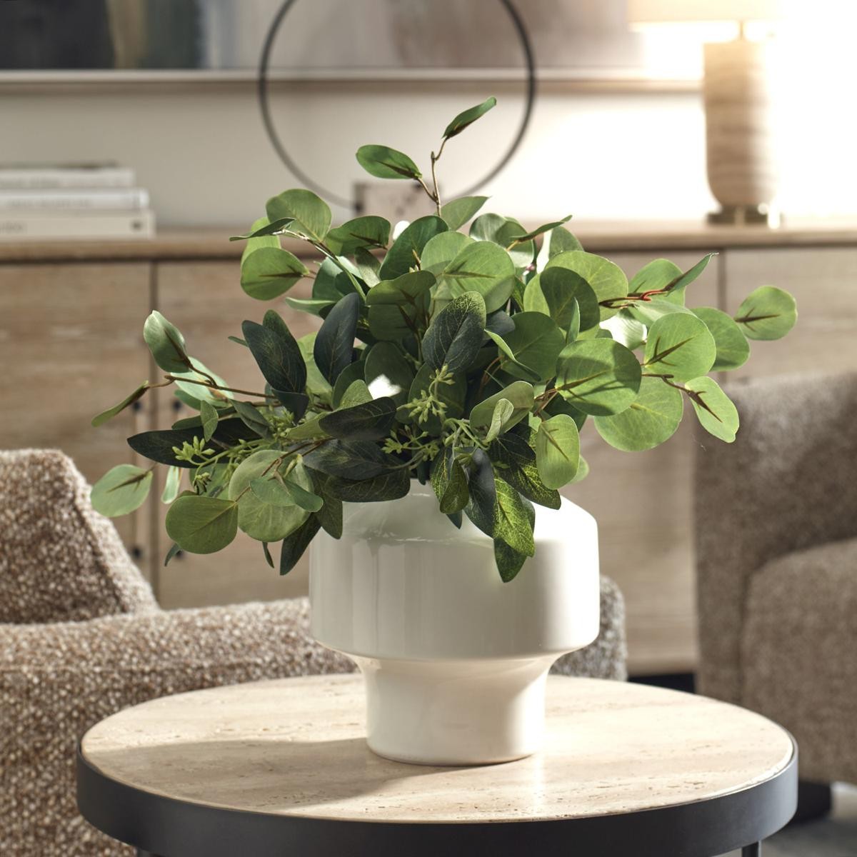 Uttermost 60257 Essence Eucalyptus Gloss White and Green Accent & Vase