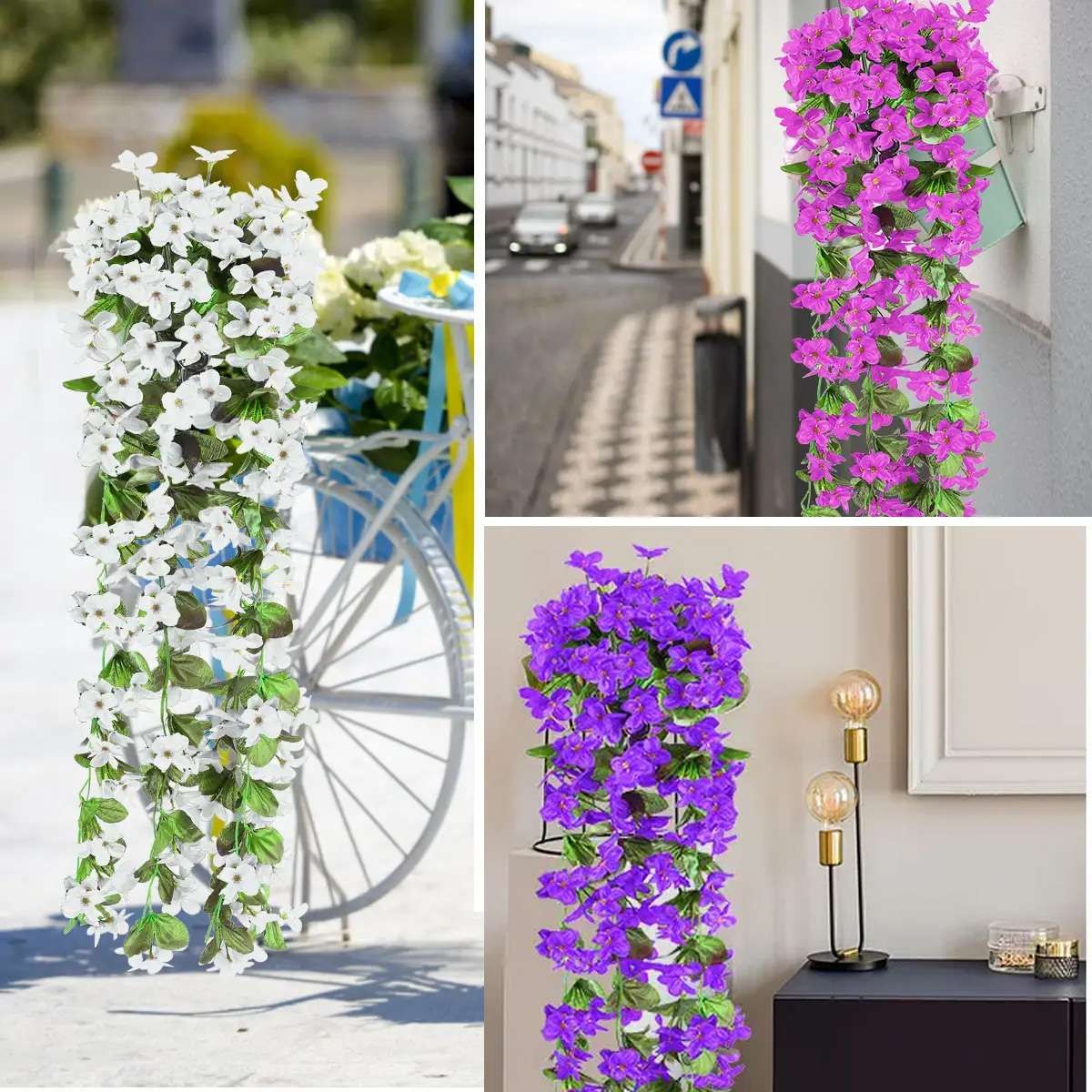 3x Artificial Flower Vine Ratta Hanging Garland Wisteria Flowers Wedding Decor