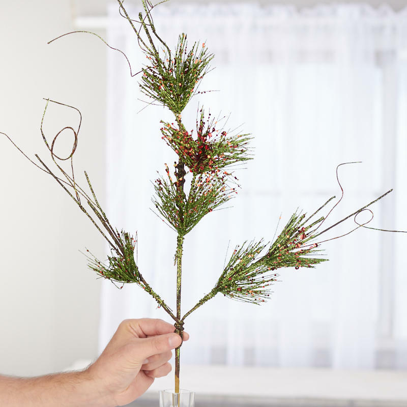 32″ Factory Direct Craft Glitter and Sequin Artificial Pine Floral Spray