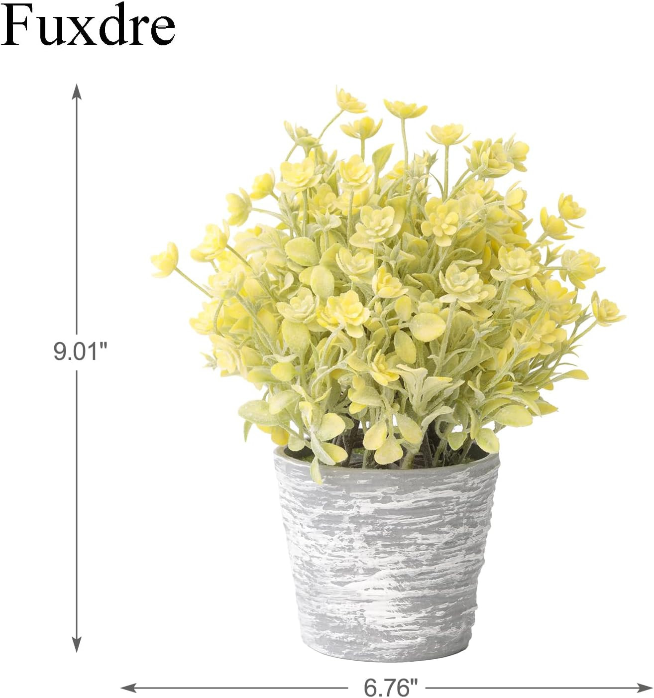 2 Pack Faux Small Desk Plants in Vintage Pots – Yellow Spring Decor