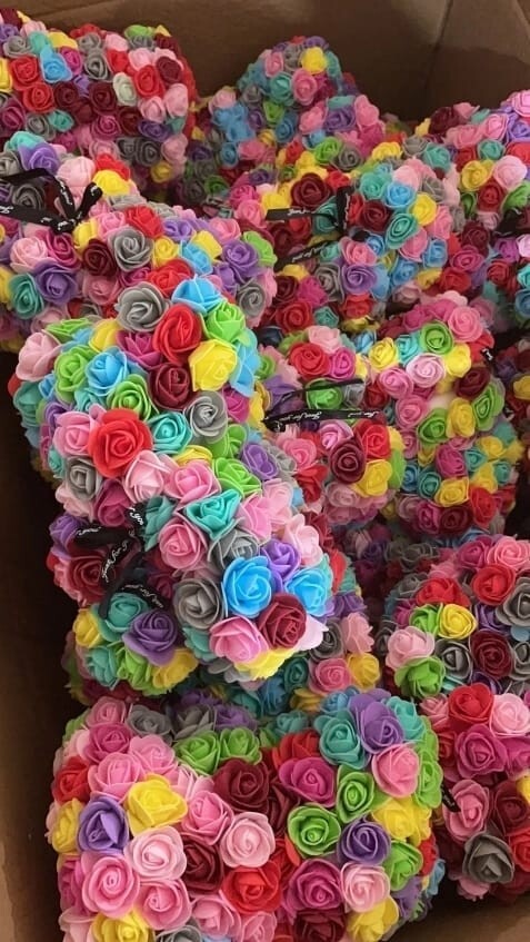 Rose bear & cotton ball bears velvet premium quality multicolored and single   