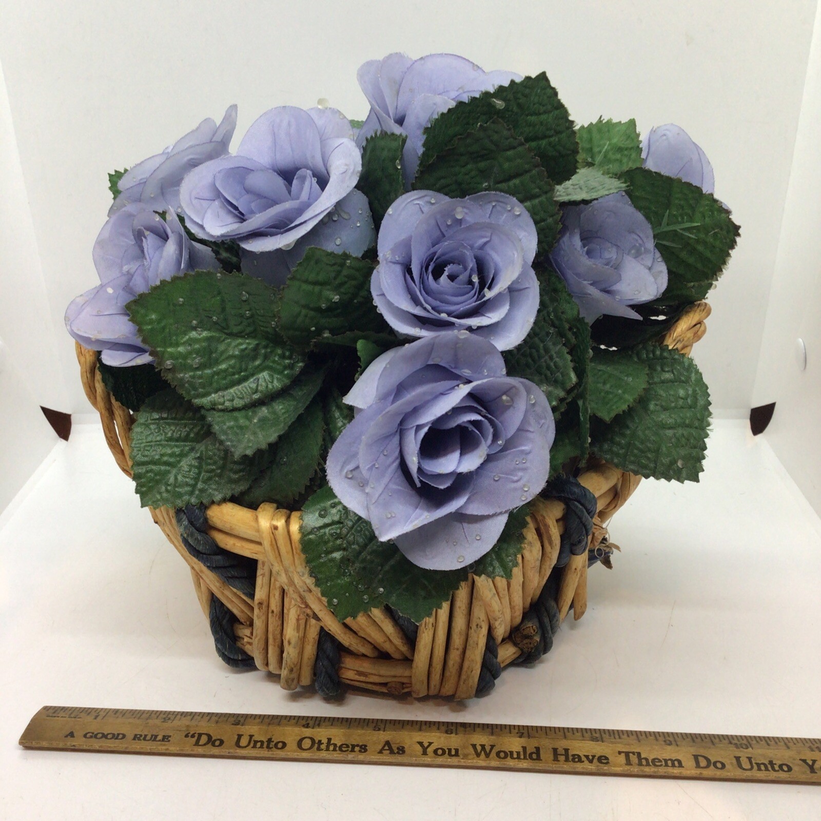 Artificial Violet Planter Basket Faux Indoor House Plant Mother Of Pearl Vase