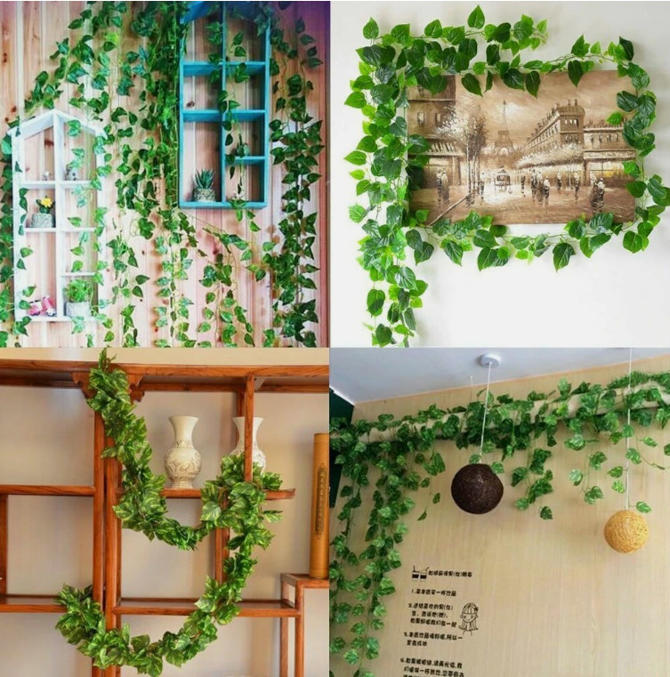 4PCS Artificial Fake Flower Vine Hanging Garland Plant Ivy Home Deco Green US