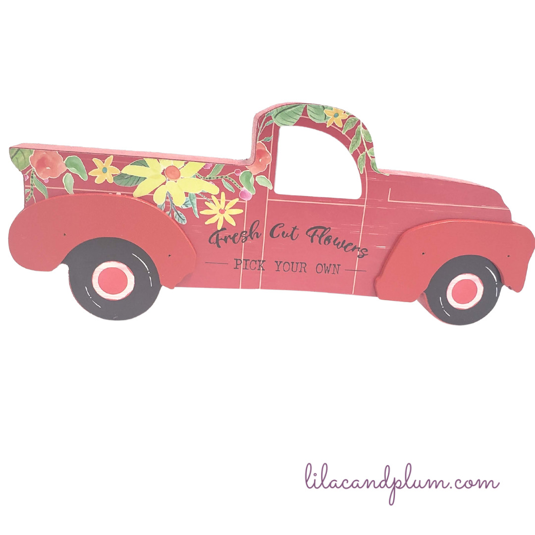 Fresh Cut Flowers Red Truck Decor
