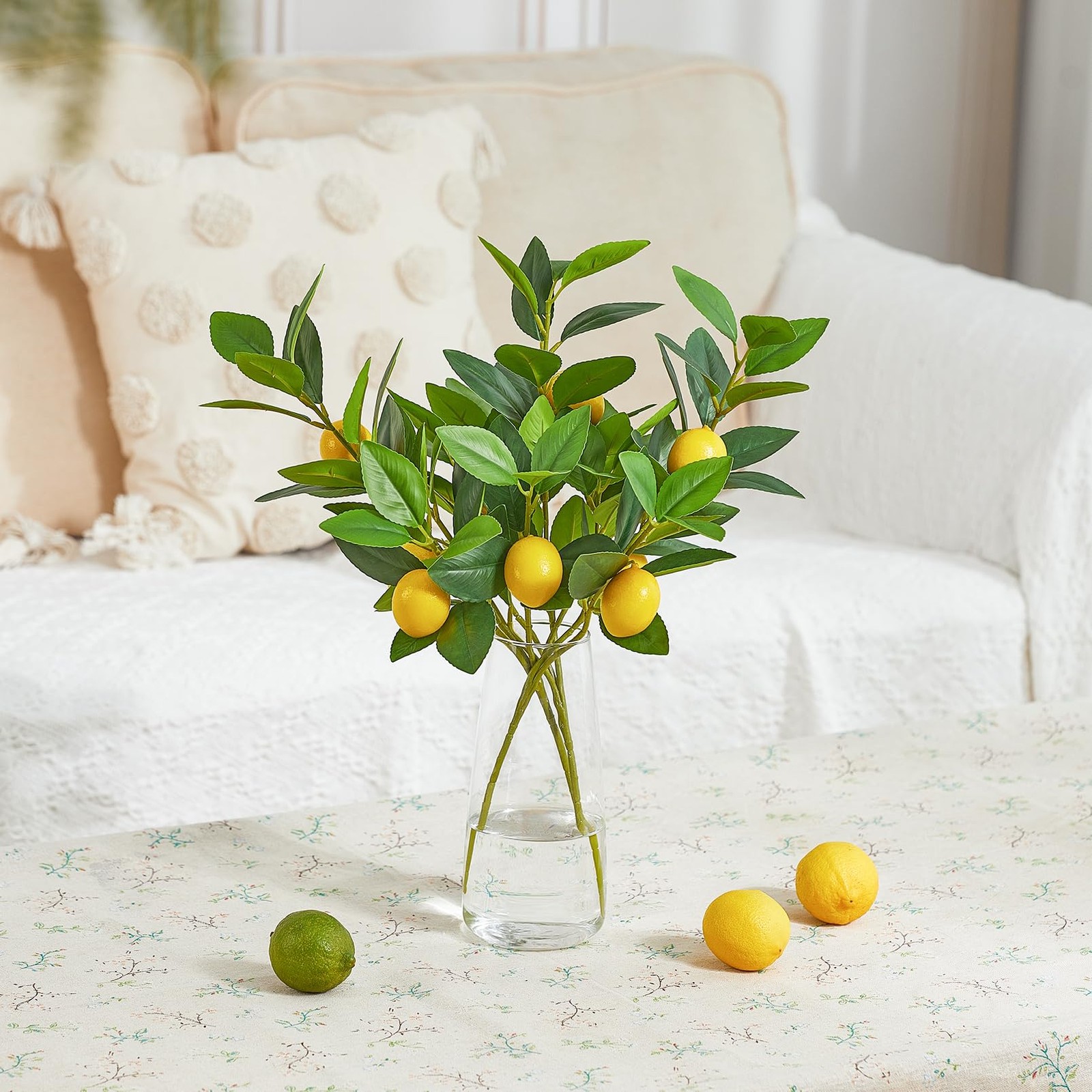 3 PCS 18 Inch Artificial Lemon Branches Fake Fruit Picks Tree Decor