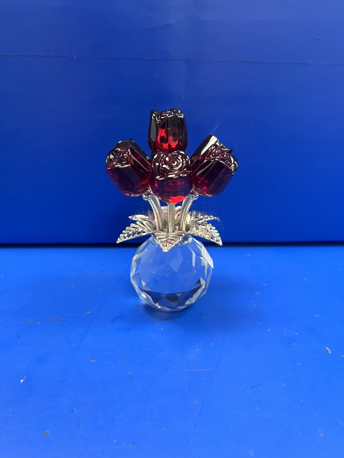Red Rose Flower Bouquet Crystal Figurine Gifts-Ship from U.S.
